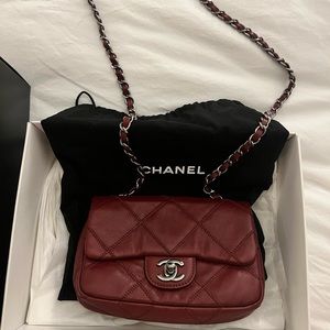 Authentic Small Leather Chanel in Burgundy
